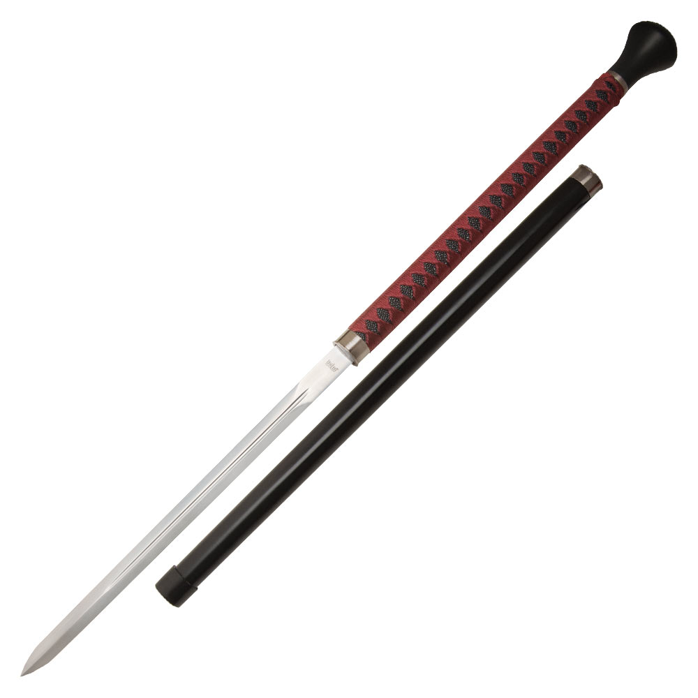 United Ball Sword Cane Black Red Damascus UC2808