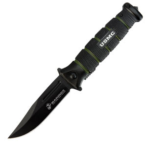 U.S.M.C. Combat Knife Assisted Opening Black & Green 