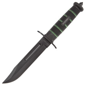 USMC Blackout Combat Fighter Fixed Blade Knife with Nylon Sheath