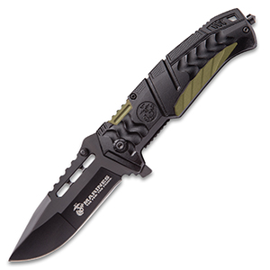 USMC Black And Tan Assisted Opening Pocket Knife